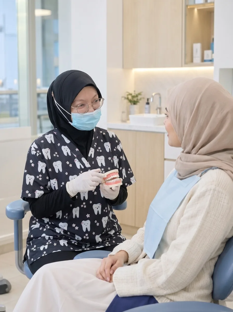 Penerangan penjagaan gigi menggunakan model gigi